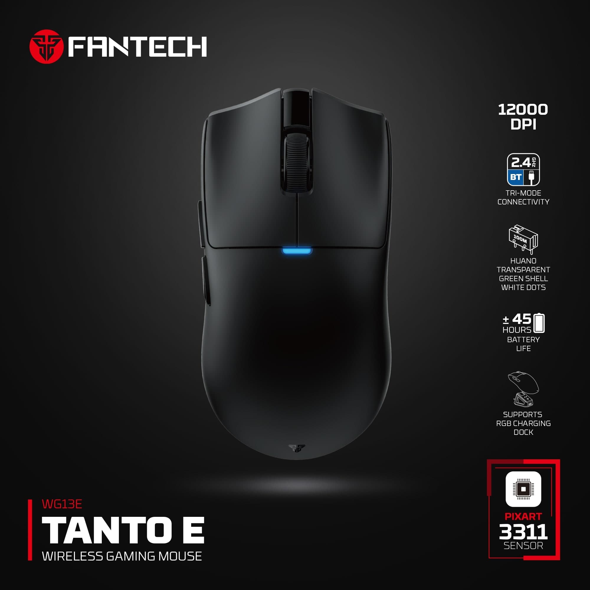 Mouse inalámbrico Fantech WG13E Tanto E Black 3