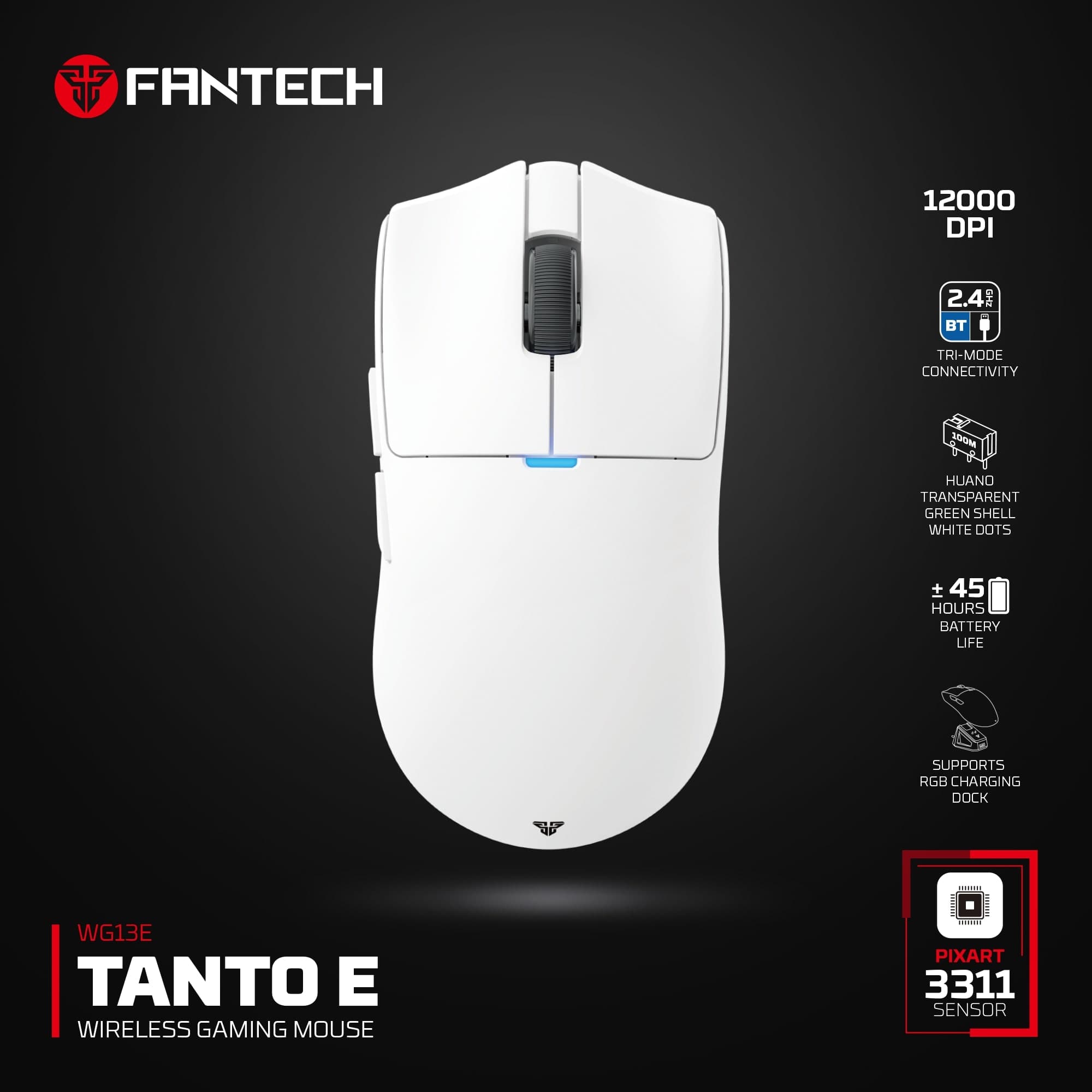 Mouse inalámbrico Fantech WG13E Tanto E White 3