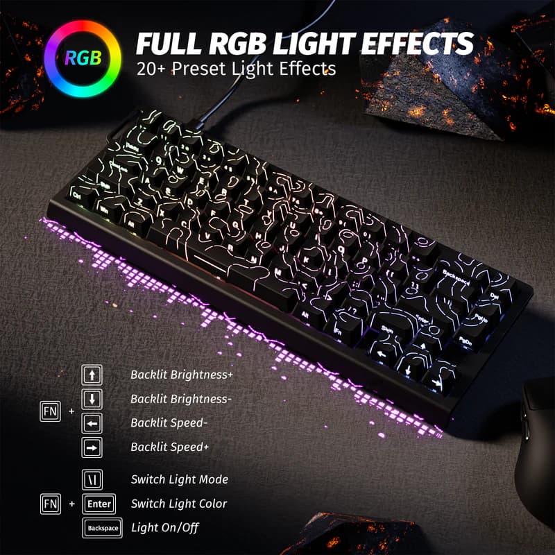 Teclado magnético Attack Shark X68HE Black Contour 7