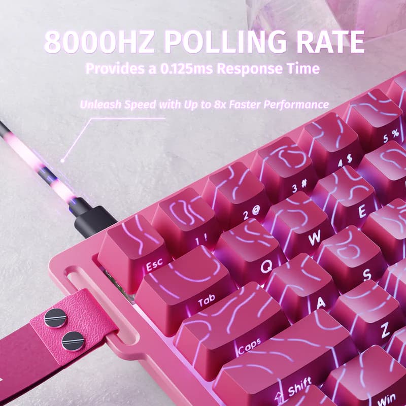 Teclado magnético Attack Shark X68HE Rose Red 3