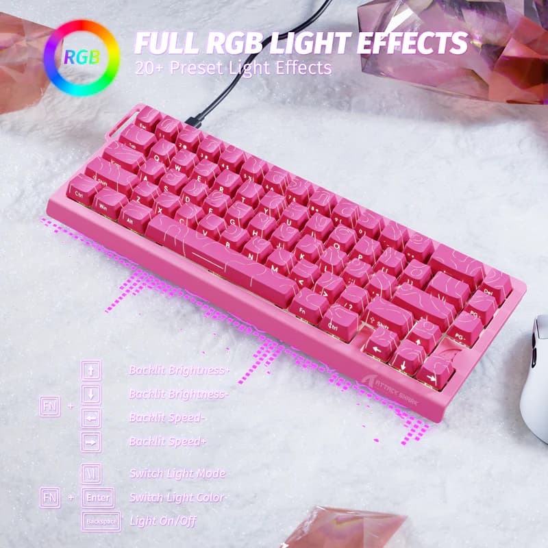 Teclado magnético Attack Shark X68HE Rose Red 7
